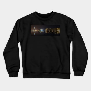 Panoramic City Lights and Water Reflections Crewneck Sweatshirt